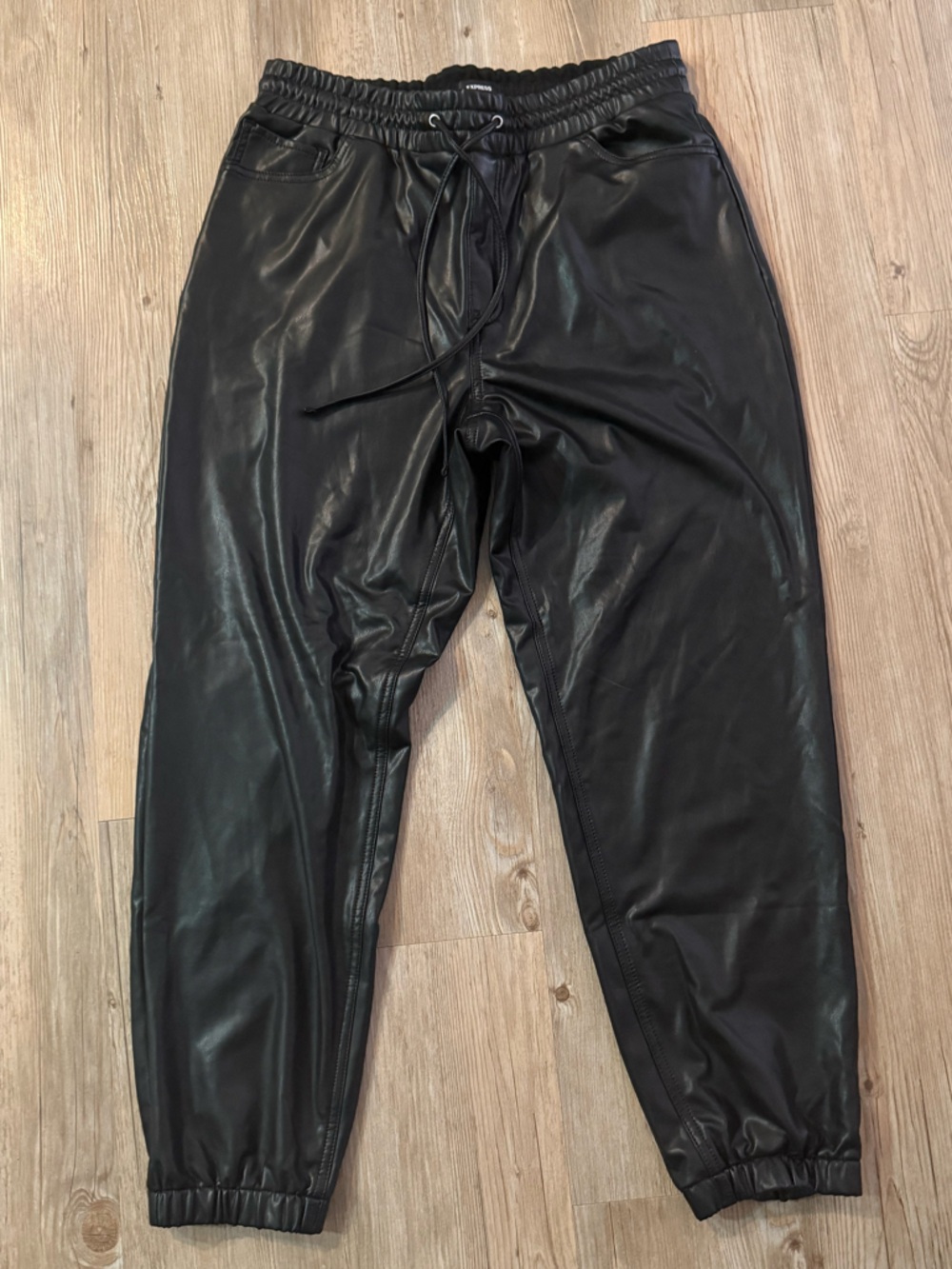Express Black Faux Leather Jogger Pants
